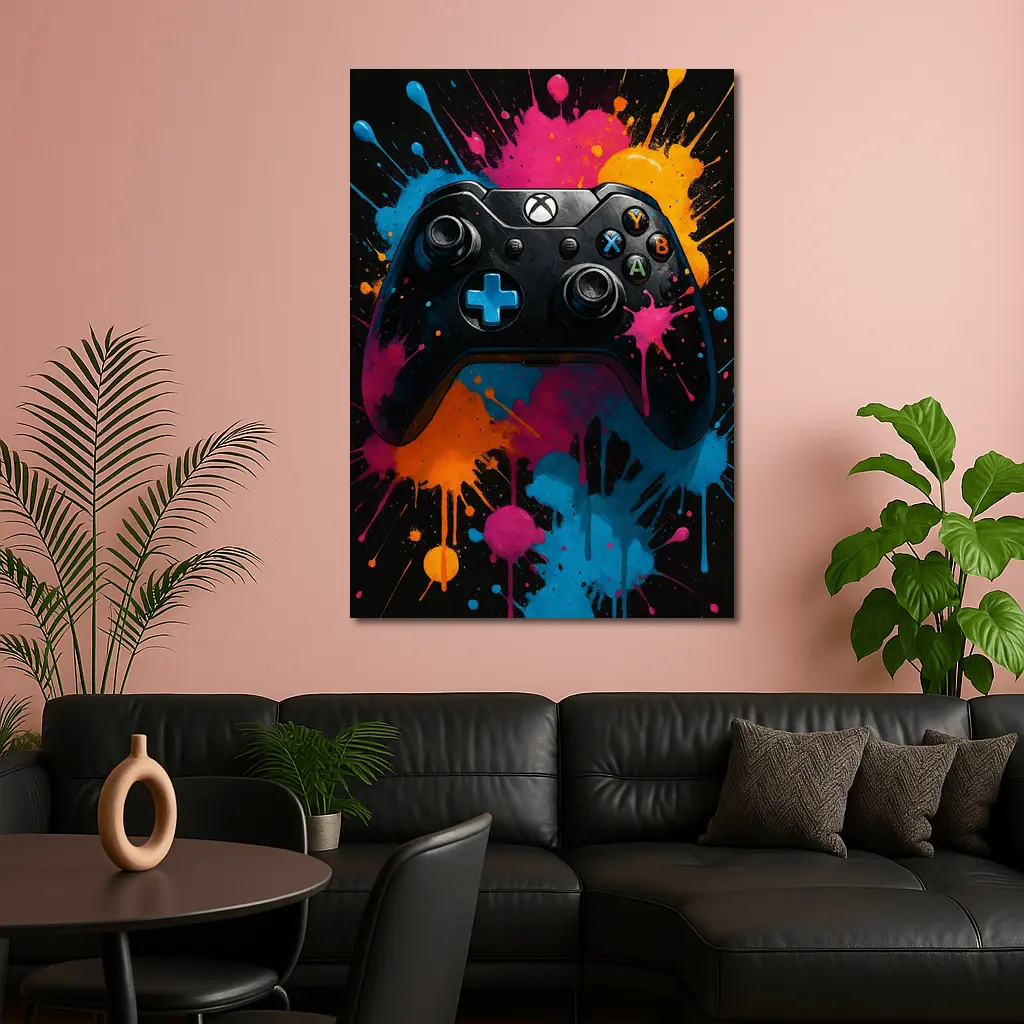 Xbox Controller Colorful Paint Splash Art – Wall Art