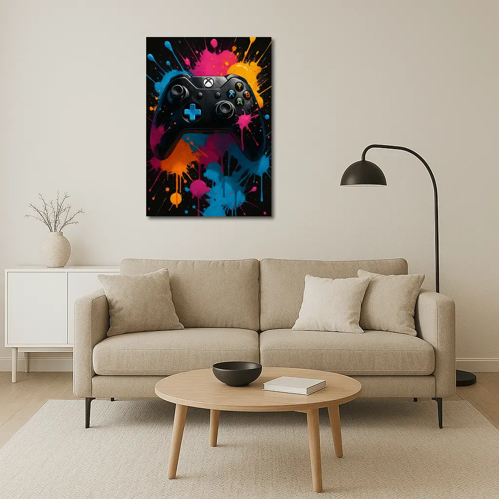 Xbox Controller Colorful Paint Splash Art – Wall Art