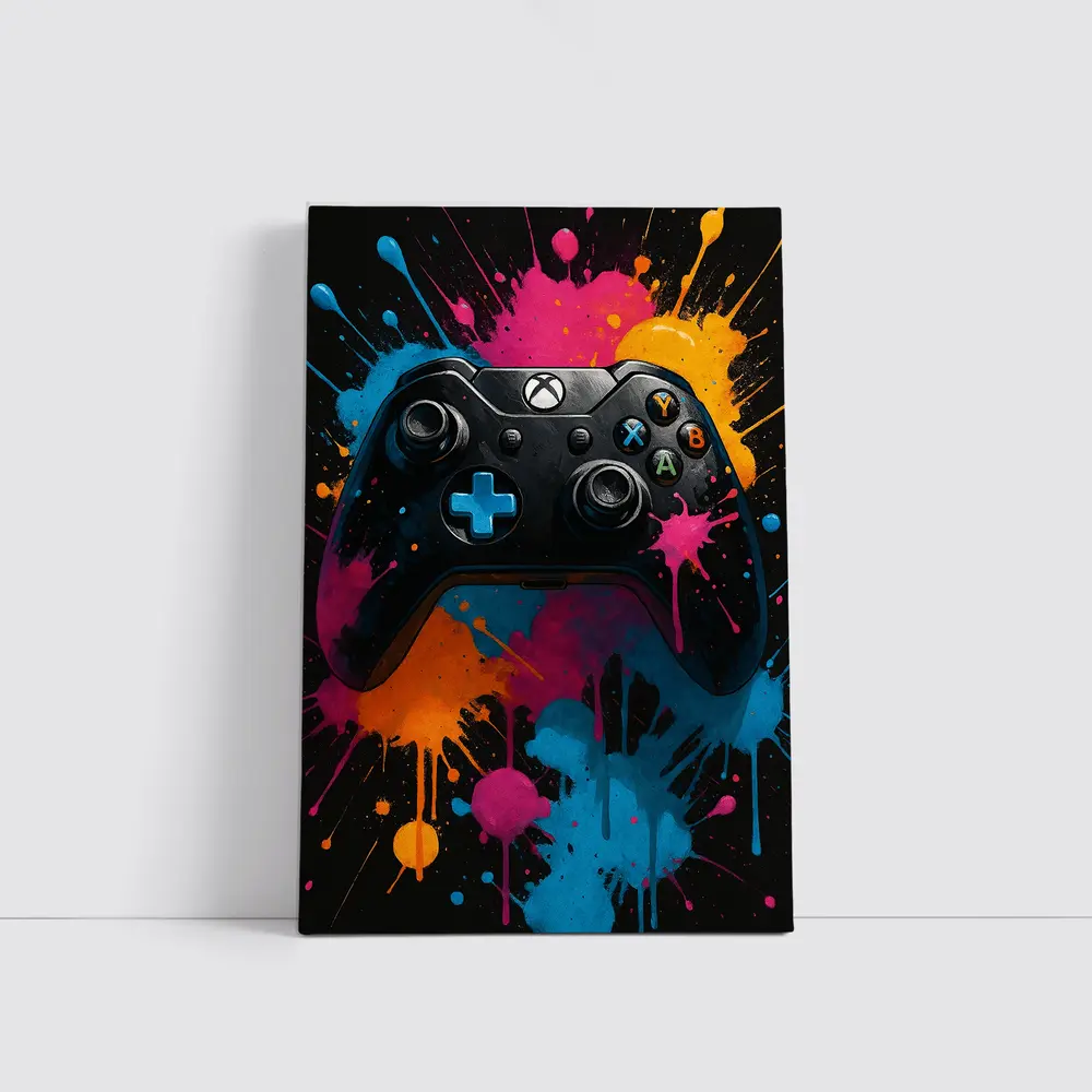 Xbox Controller Colorful Paint Splash Art – Wall Art