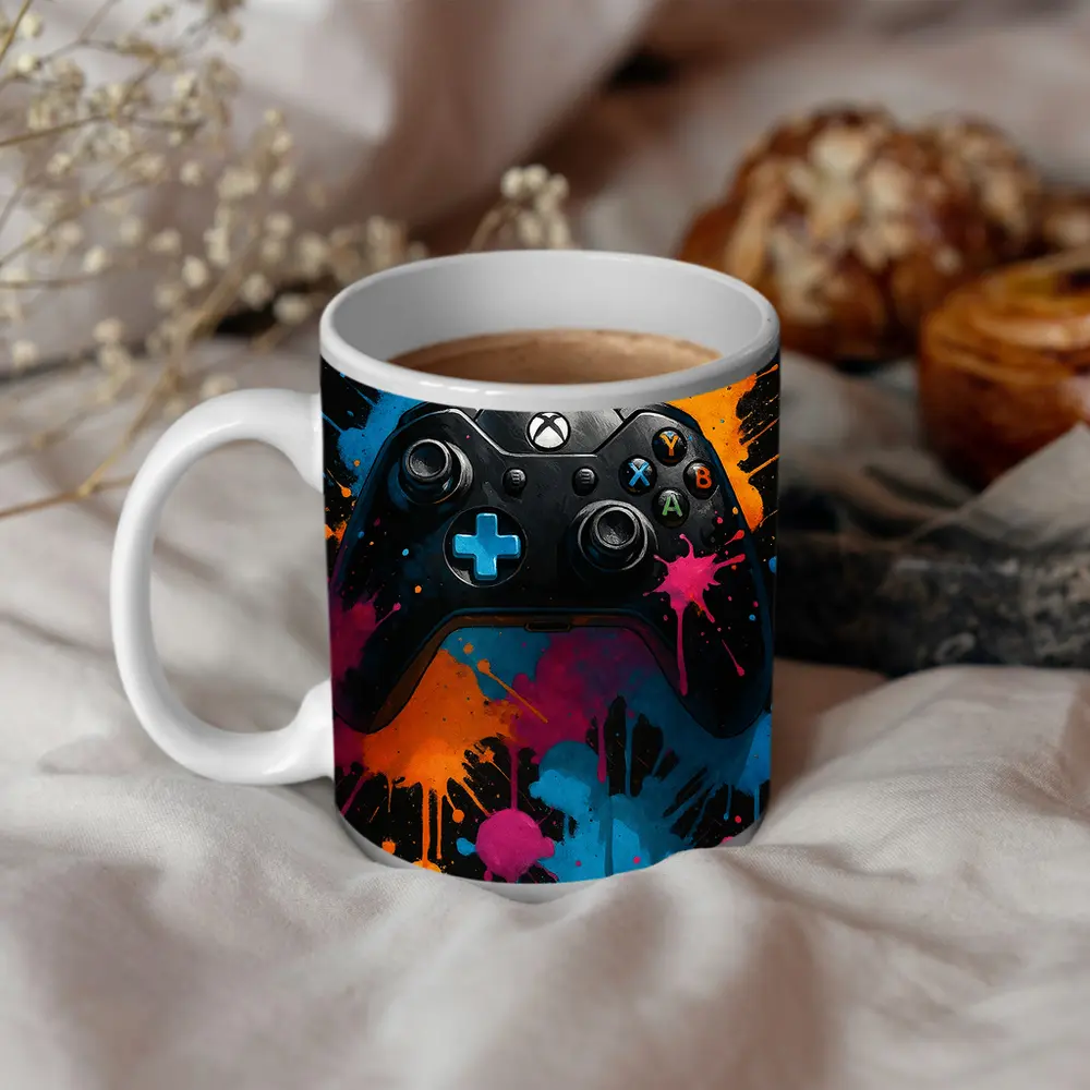 Xbox Controller Colorful Paint Splash Art – Mugs