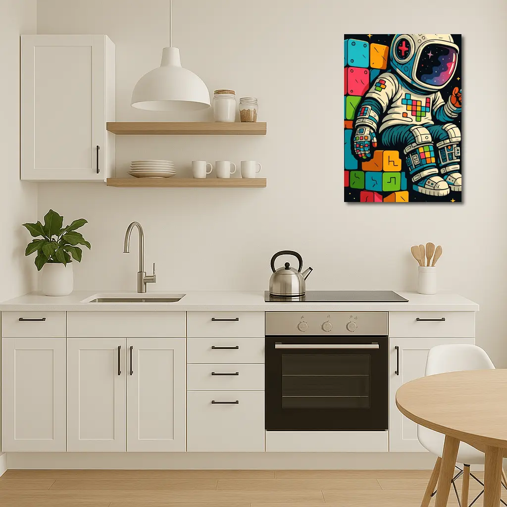 Astronaut Playing Tetris In Outer Space – Wall Art