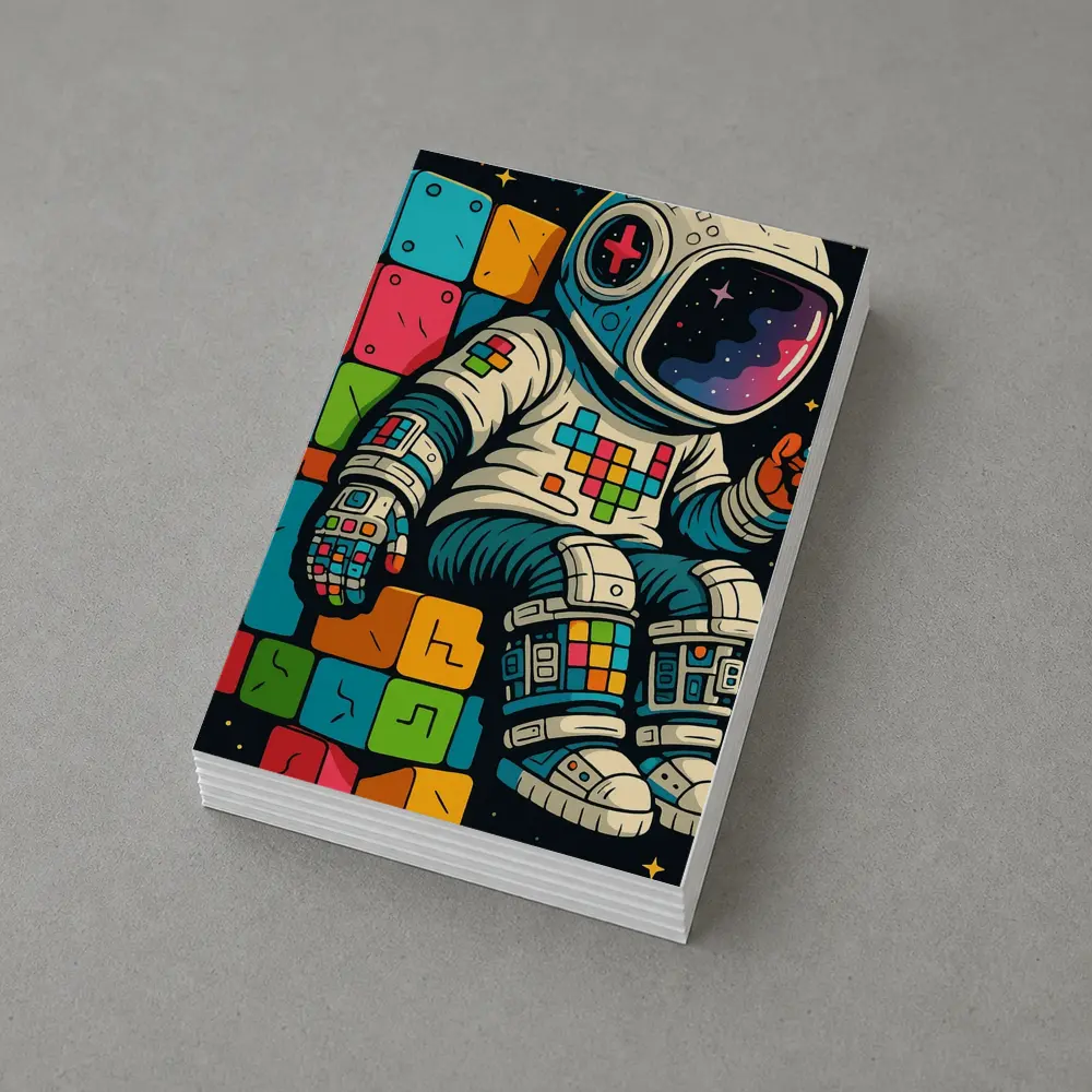 Astronaut Playing Tetris In Outer Space – Postcards