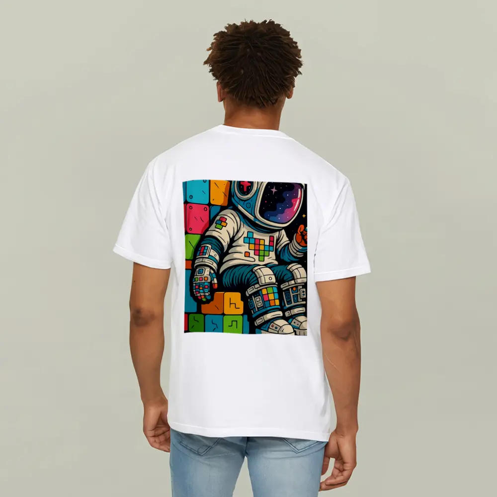 Astronaut Playing Tetris In Outer Space – T-Shirts