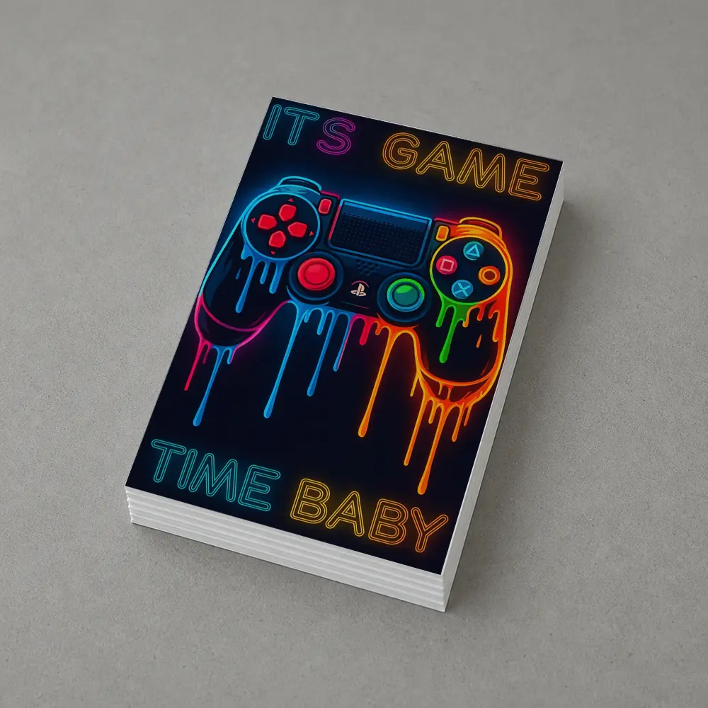Neon Dripping Gaming Controller Dark Background – Postcards