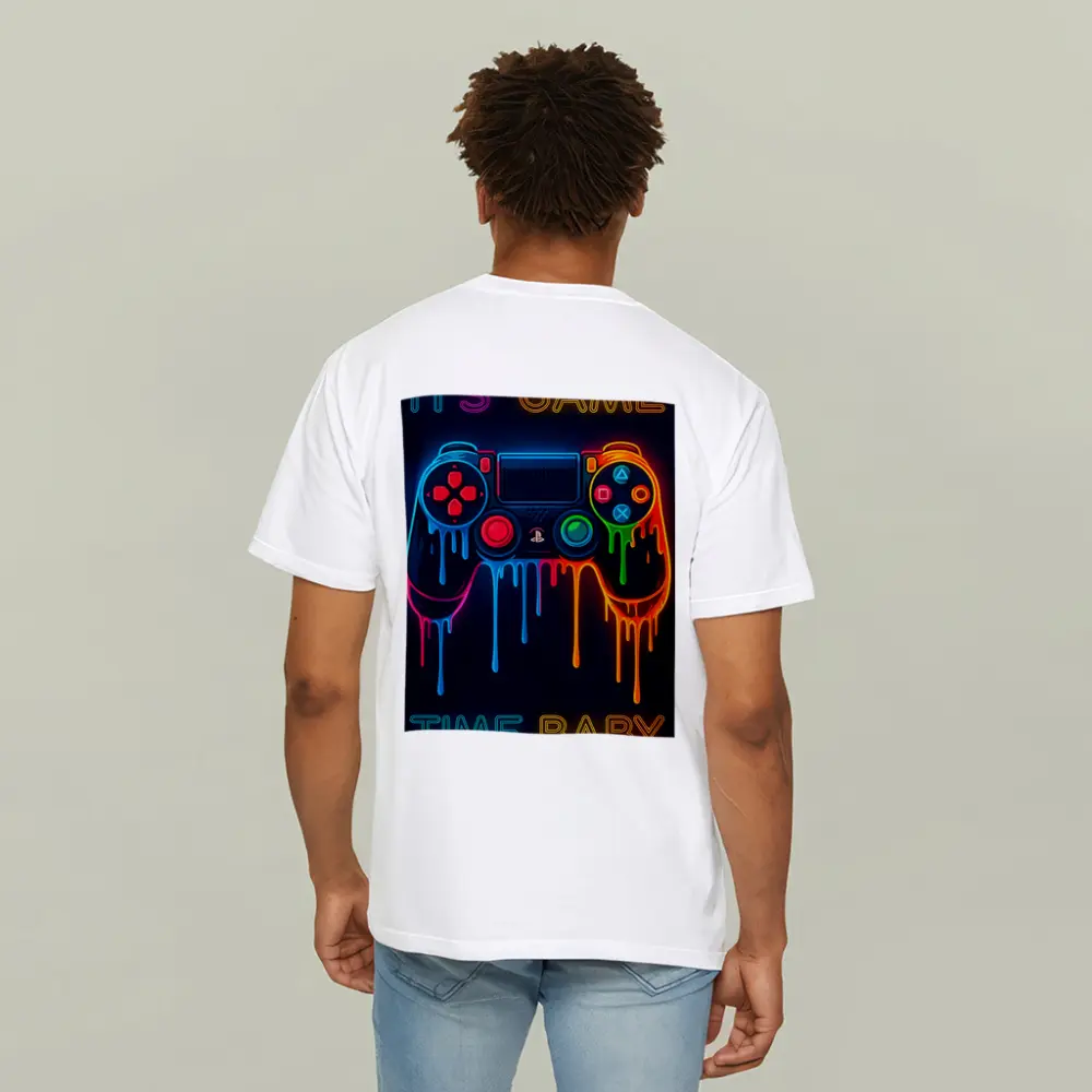 Neon Dripping Gaming Controller Dark Background – T-Shirts