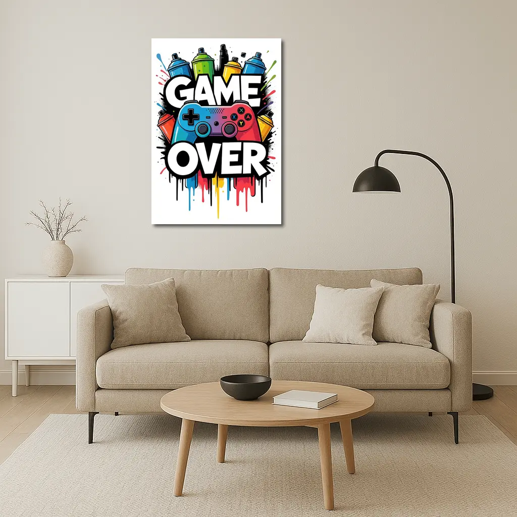 Game Over Graffiti Gaming Controller Art – Wall Art