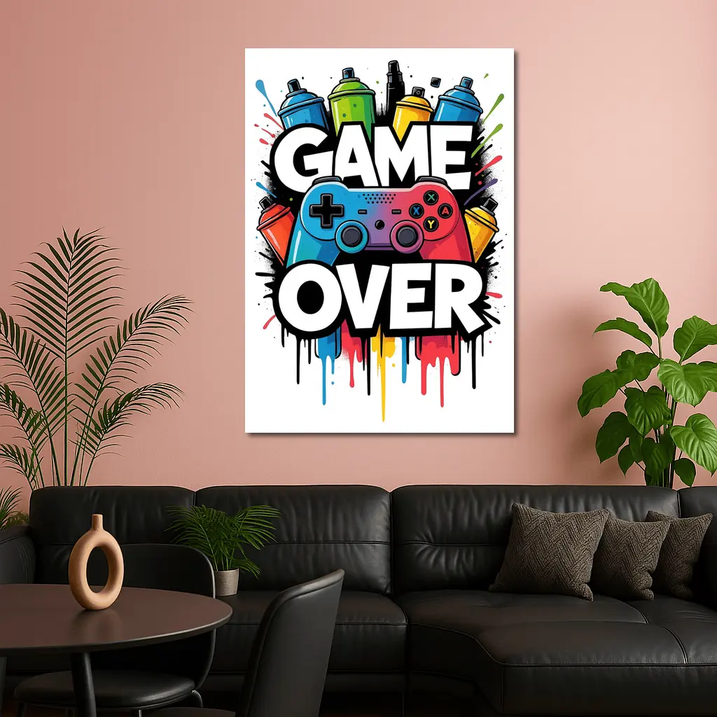 Game Over Graffiti Gaming Controller Art – Wall Art