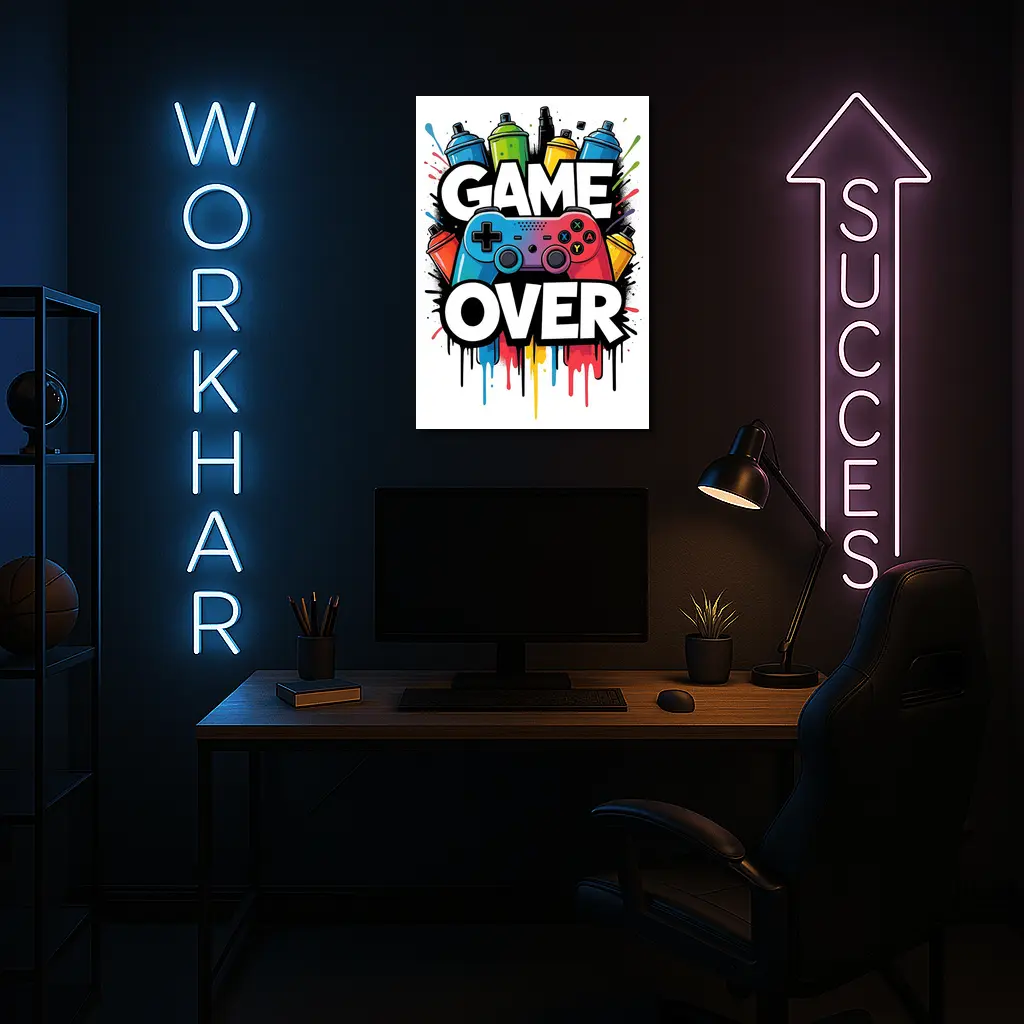 Game Over Graffiti Gaming Controller Art – Wall Art