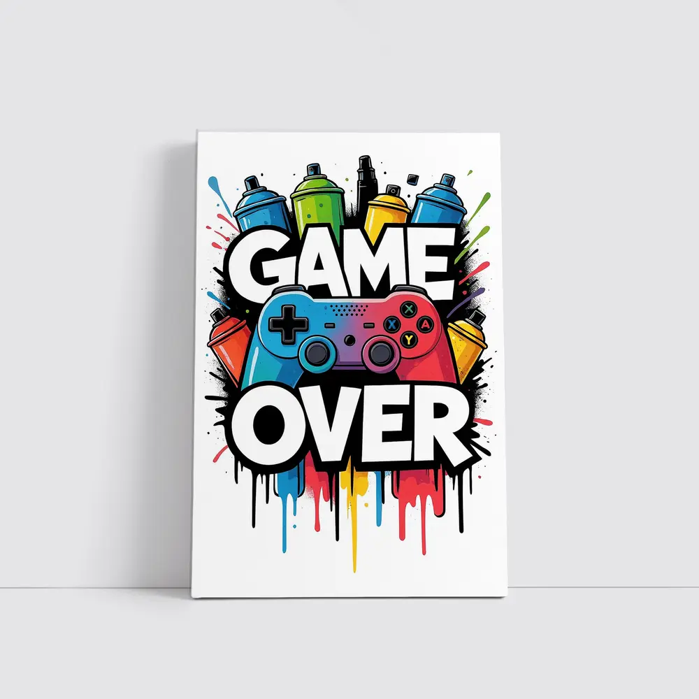 Game Over Graffiti Gaming Controller Art – Wall Art