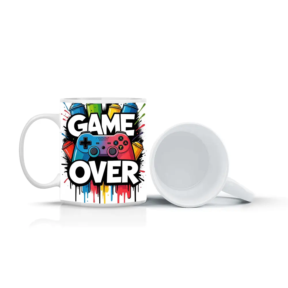 Game Over Graffiti Gaming Controller Art – Mugs