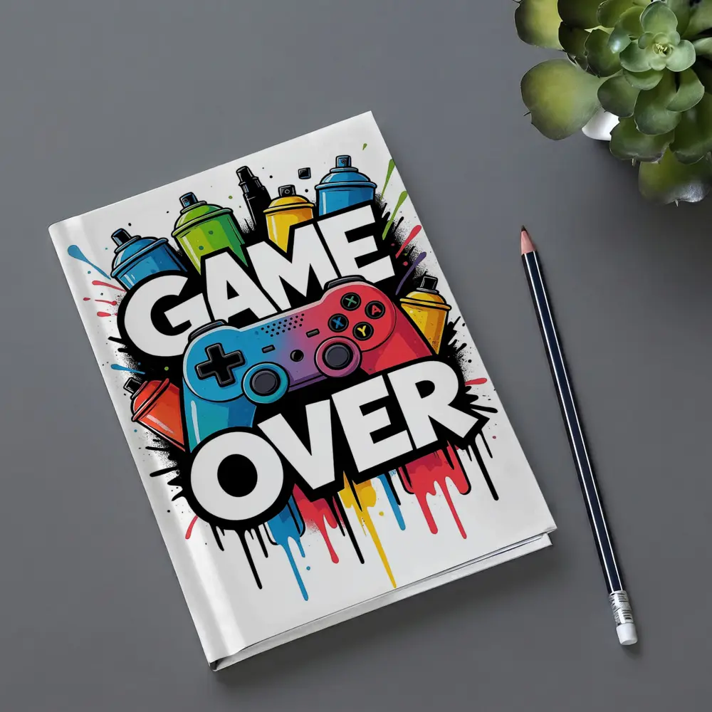 Game Over Graffiti Gaming Controller Art – Notebooks
