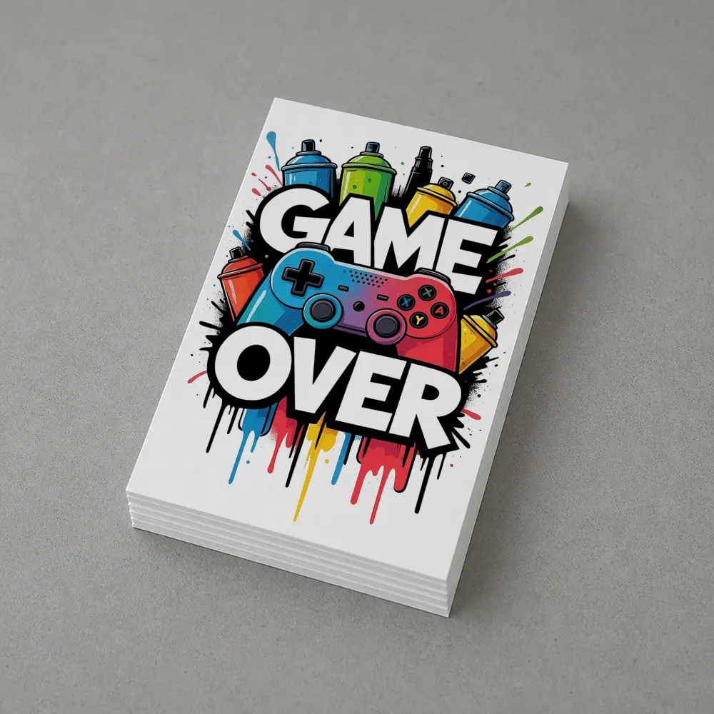 Game Over Graffiti Gaming Controller Art – Postcards