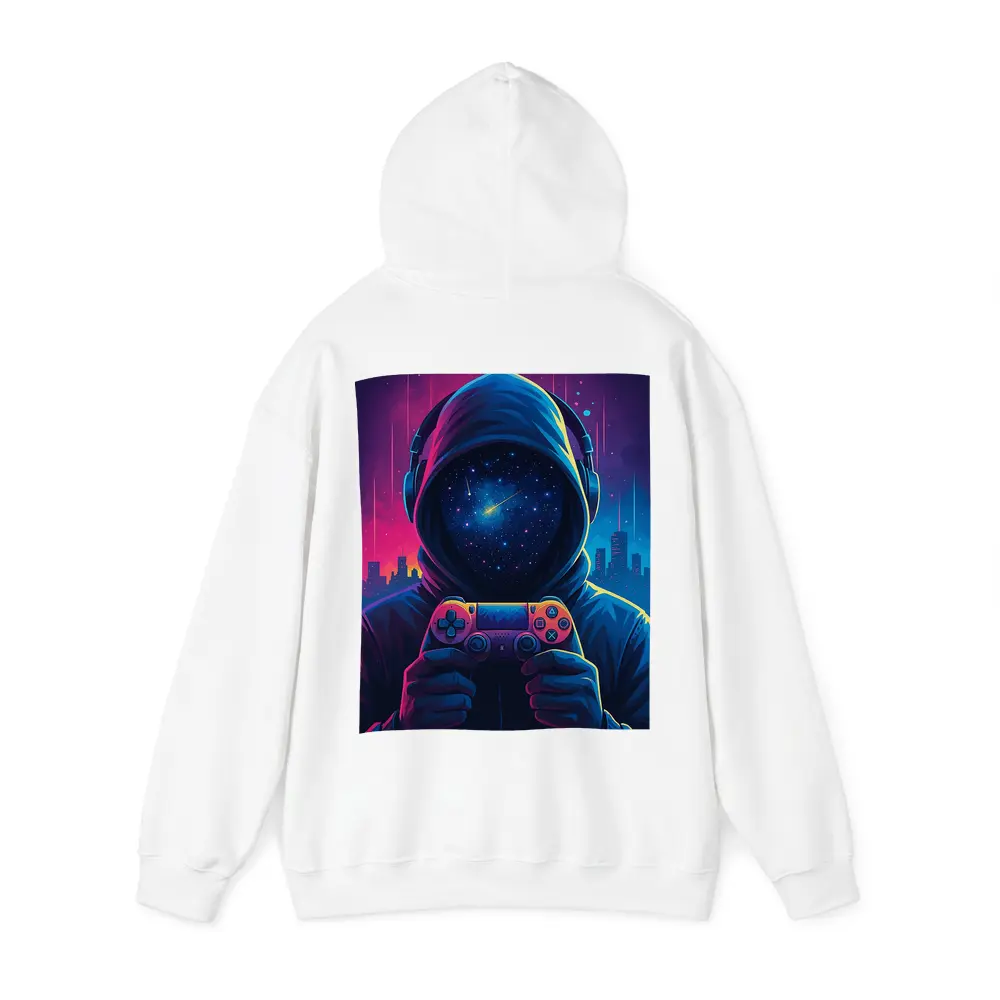 Hooded Gamer Controller Neon Cyberpunk City Night – Hoodies