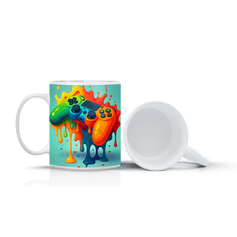 Colorful Gaming Controller Paint Splash Art – Mugs