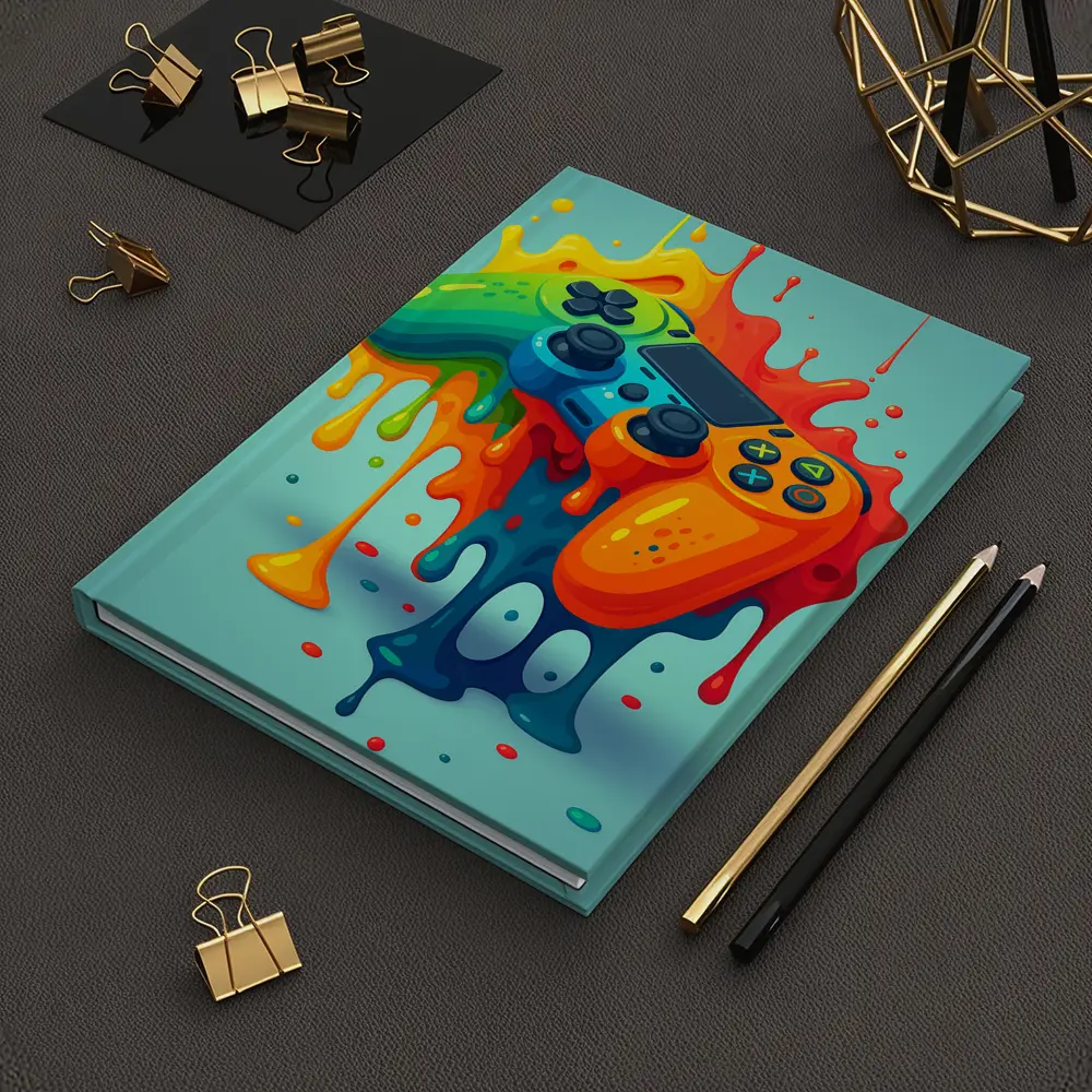 Colorful Gaming Controller Paint Splash Art – Notebooks