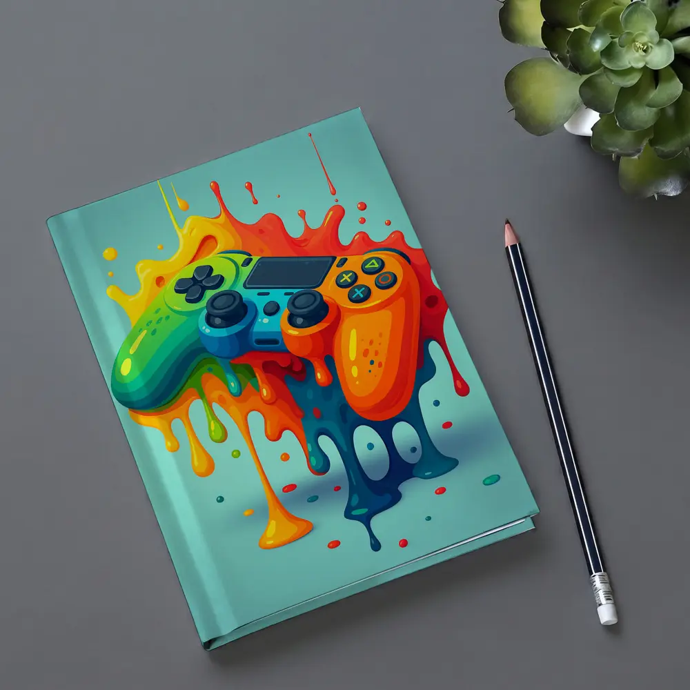 Colorful Gaming Controller Paint Splash Art – Notebooks