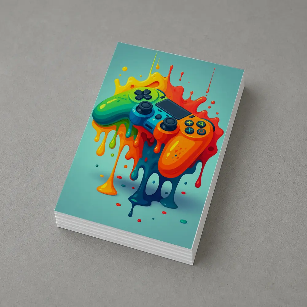 Colorful Gaming Controller Paint Splash Art – Postcards