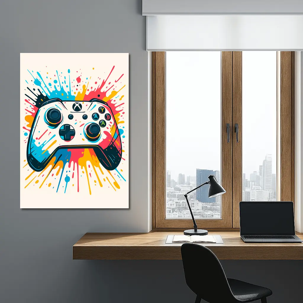 Xbox Controller Colorful Paint Splash Art – Wall Art
