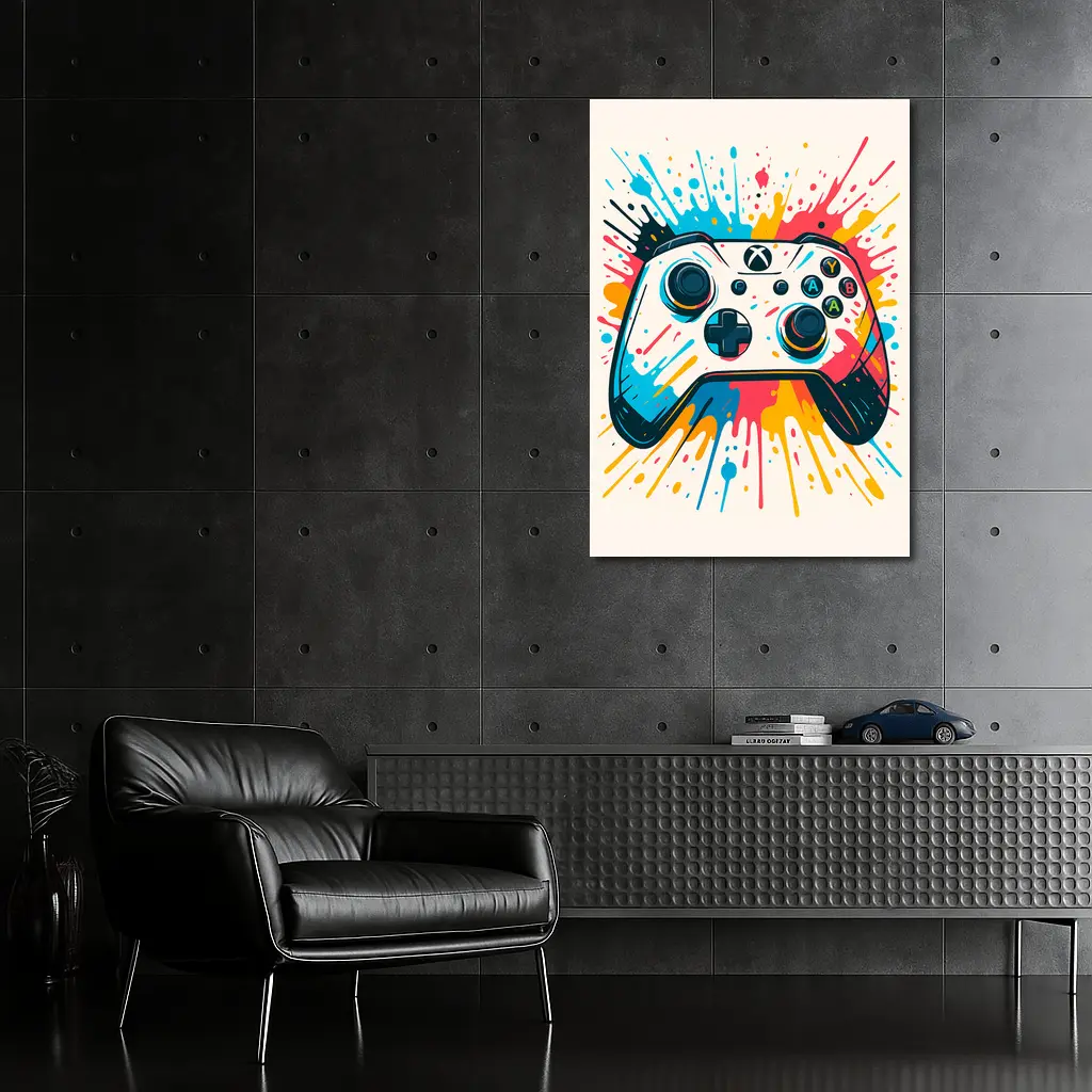 Xbox Controller Colorful Paint Splash Art – Wall Art