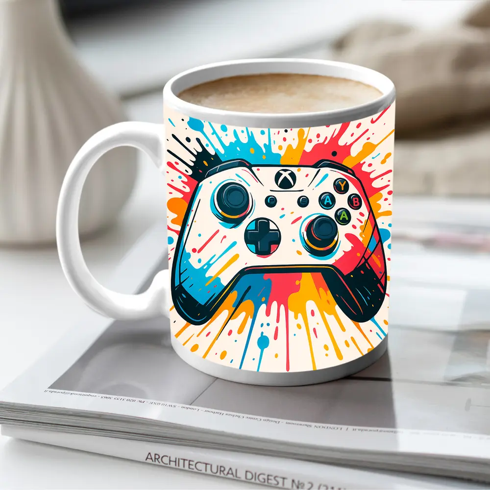 Xbox Controller Colorful Paint Splash Art – Mugs