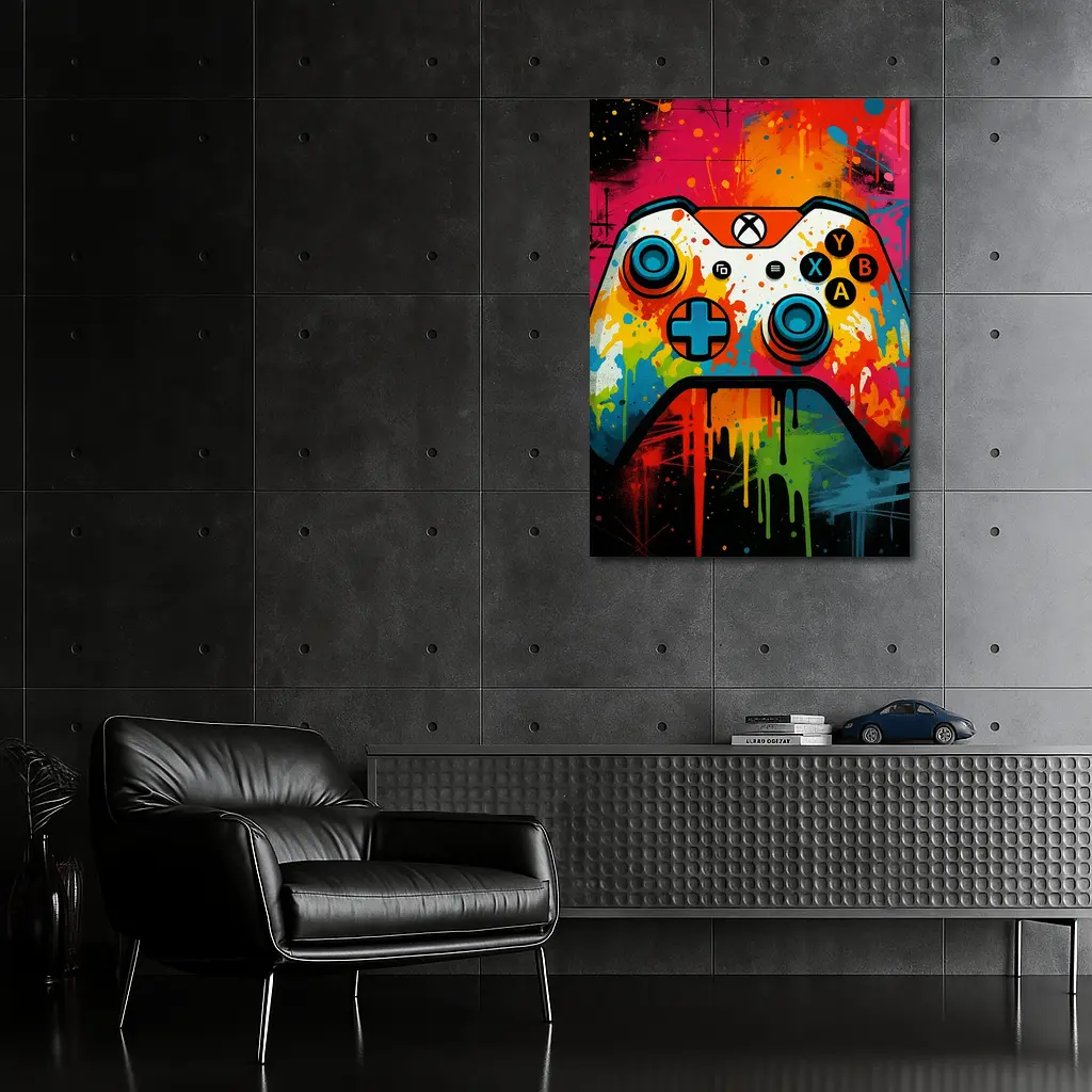 Xbox Controller Graffiti Colorful Paint Splatter Art – Wall Art