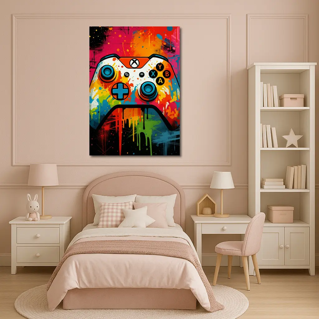 Xbox Controller Graffiti Colorful Paint Splatter Art – Wall Art