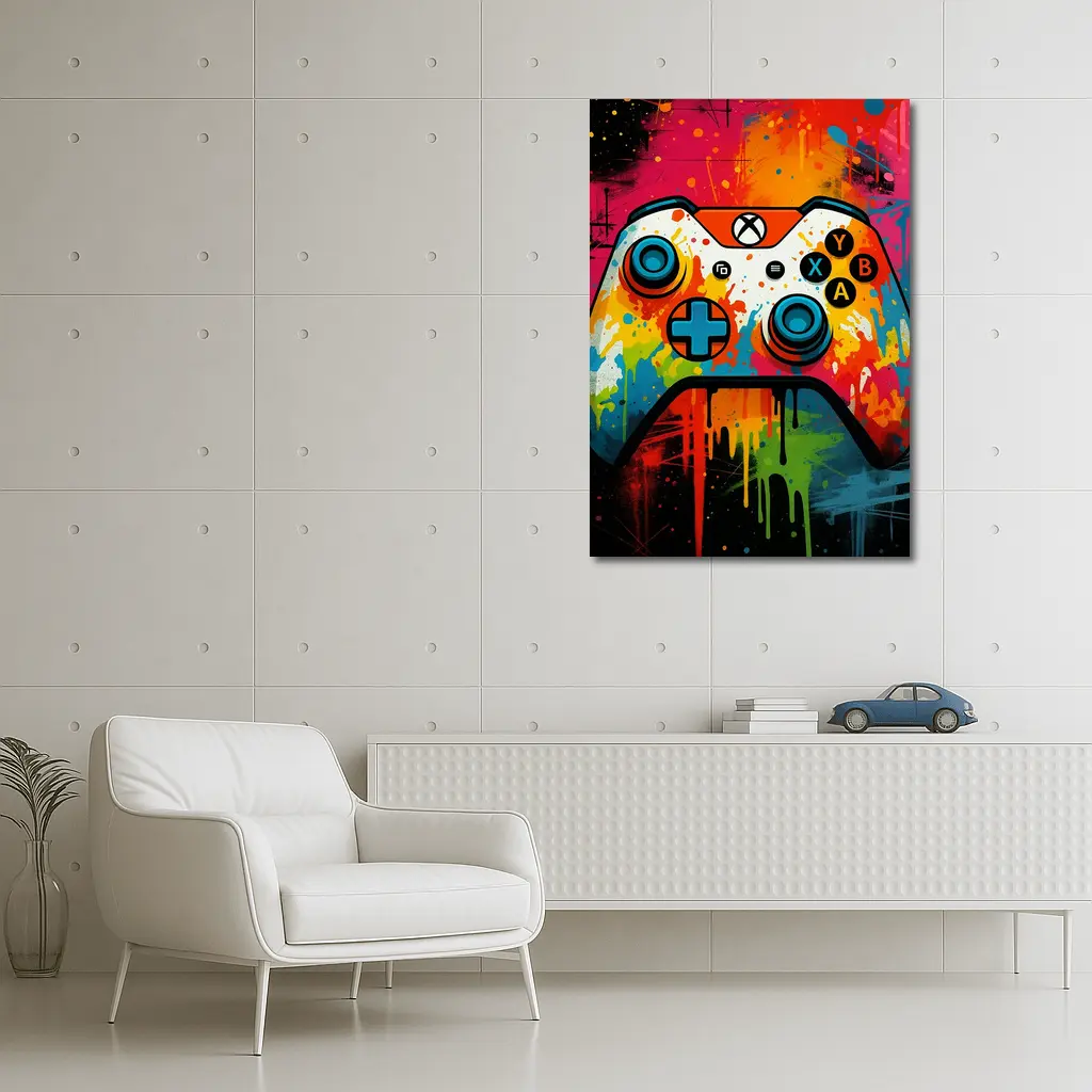 Xbox Controller Graffiti Colorful Paint Splatter Art – Wall Art