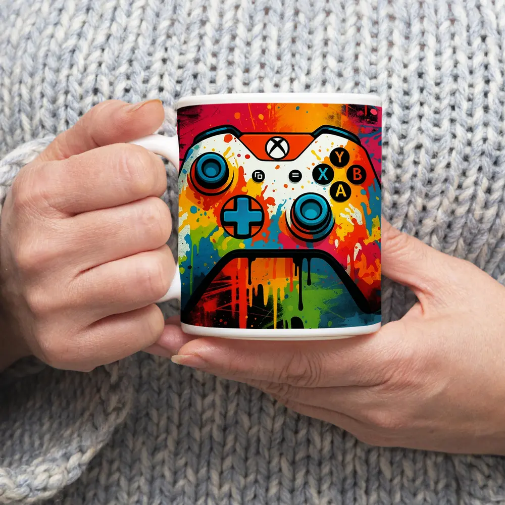 Xbox Controller Graffiti Colorful Paint Splatter Art – Mugs