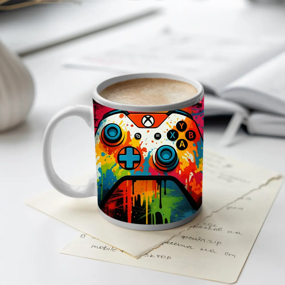Xbox Controller Graffiti Colorful Paint Splatter Art – Mugs