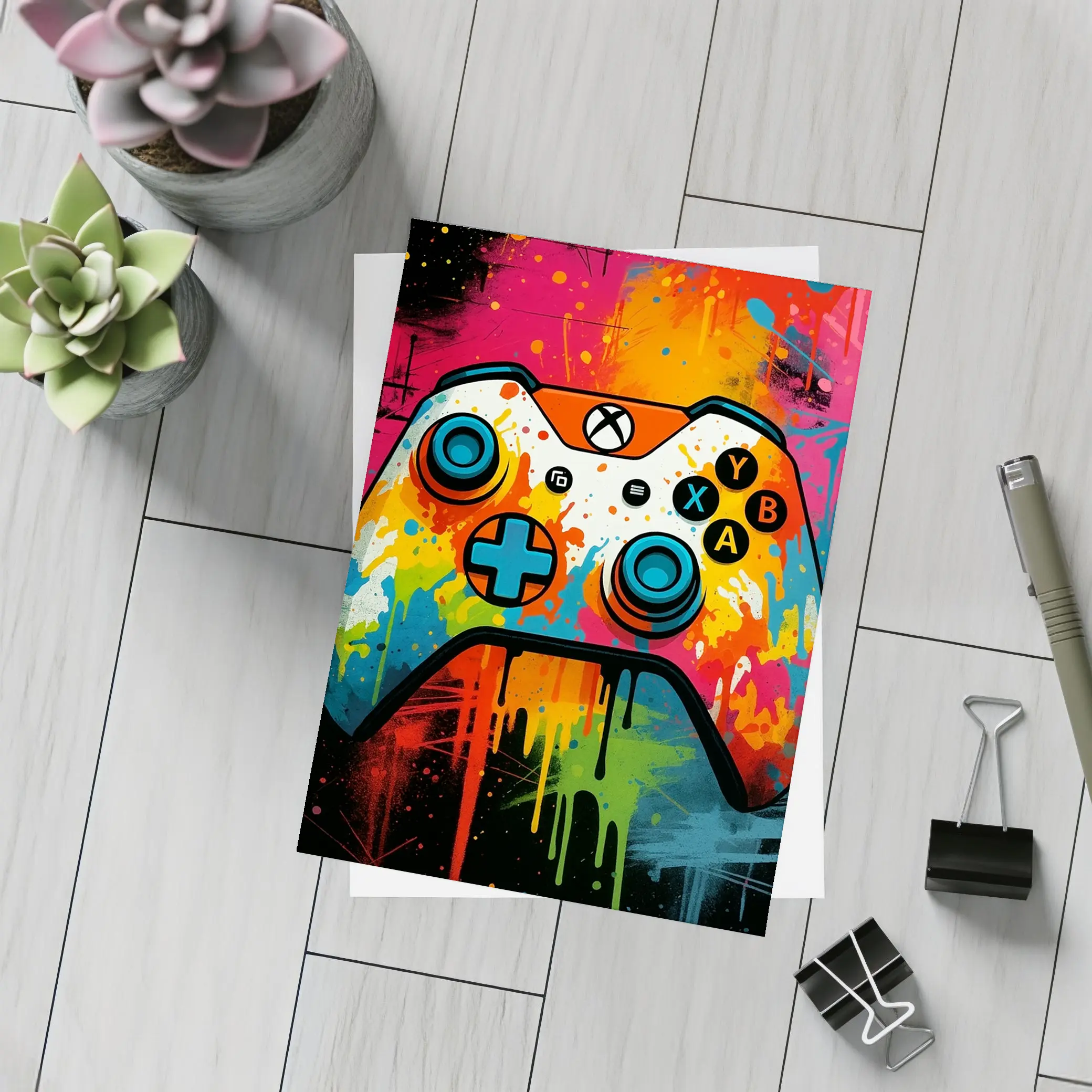 Xbox Controller Graffiti Colorful Paint Splatter Art – Postcards