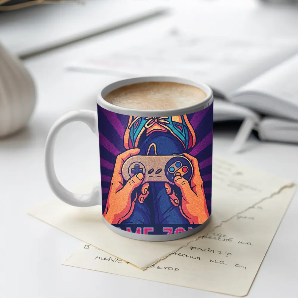 Game Zone Retro Gaming Controller Purple Background – Mugs