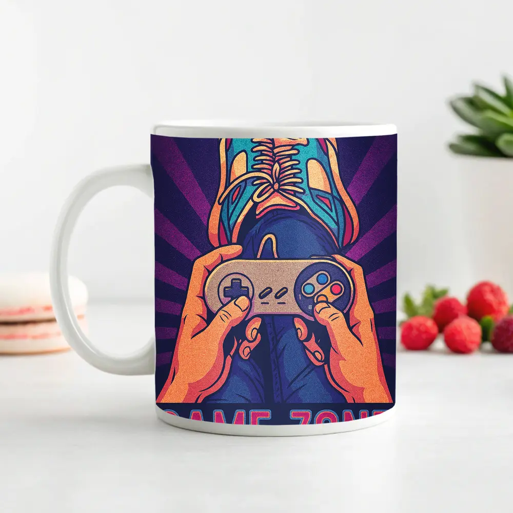 Game Zone Retro Gaming Controller Purple Background – Mugs