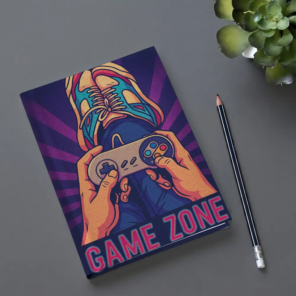 Game Zone Retro Gaming Controller Purple Background – Notebooks
