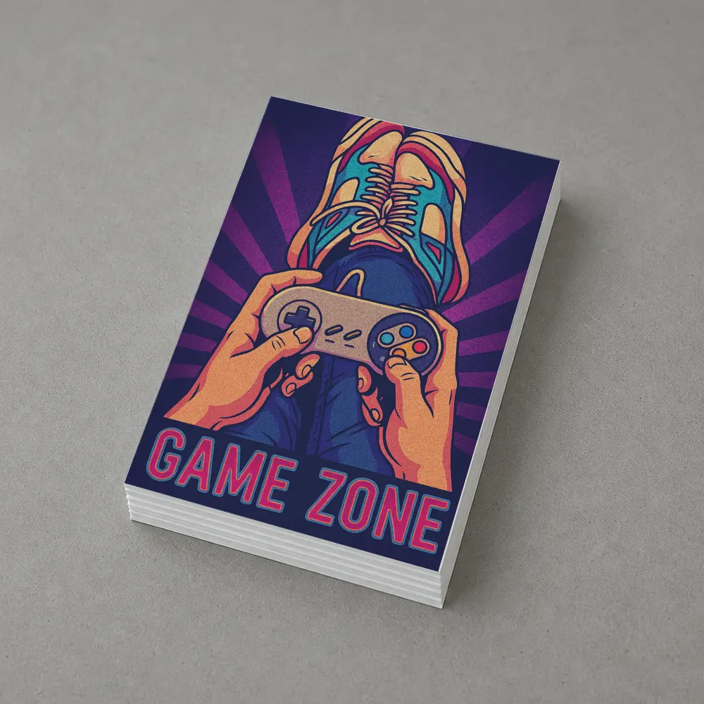 Game Zone Retro Gaming Controller Purple Background – Postcards