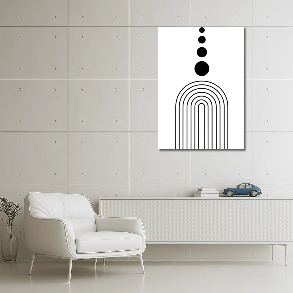 Black White Minimalist Arch Circles Abstract Art – Wall Art