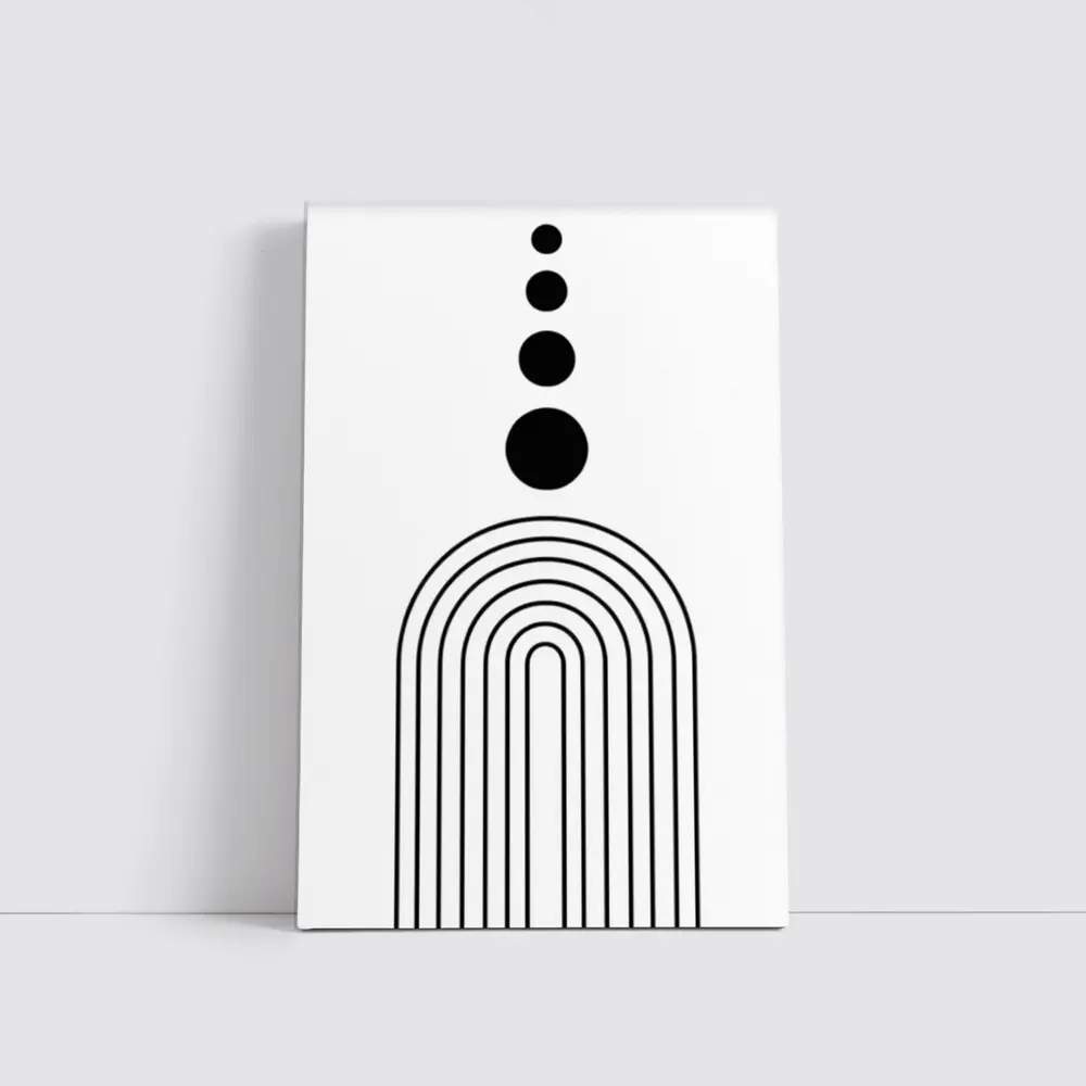 Black White Minimalist Arch Circles Abstract Art – Wall Art