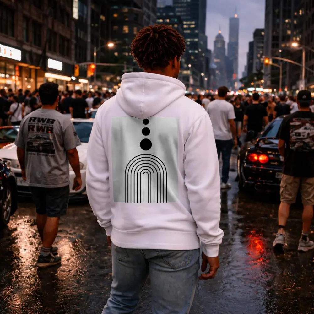 Black White Minimalist Arch Circles Abstract Art – Hoodies