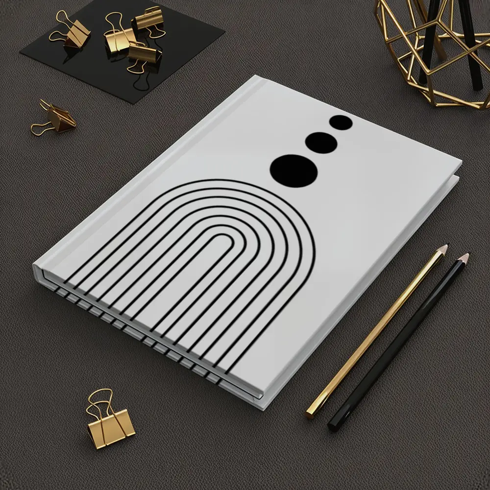 Black White Minimalist Arch Circles Abstract Art – Notebooks