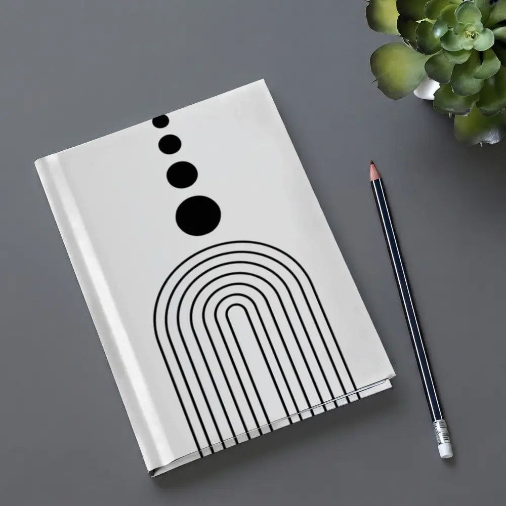 Black White Minimalist Arch Circles Abstract Art – Notebooks
