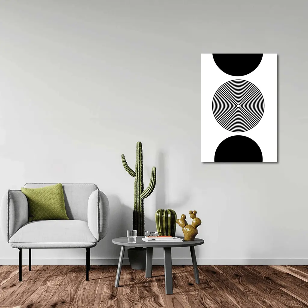 Black White Concentric Circles Minimalist Abstract Art – Wall Art
