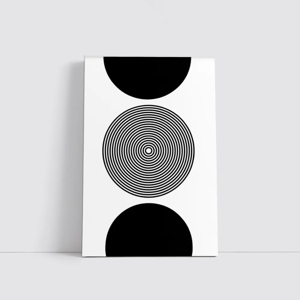 Black White Concentric Circles Minimalist Abstract Art – Wall Art
