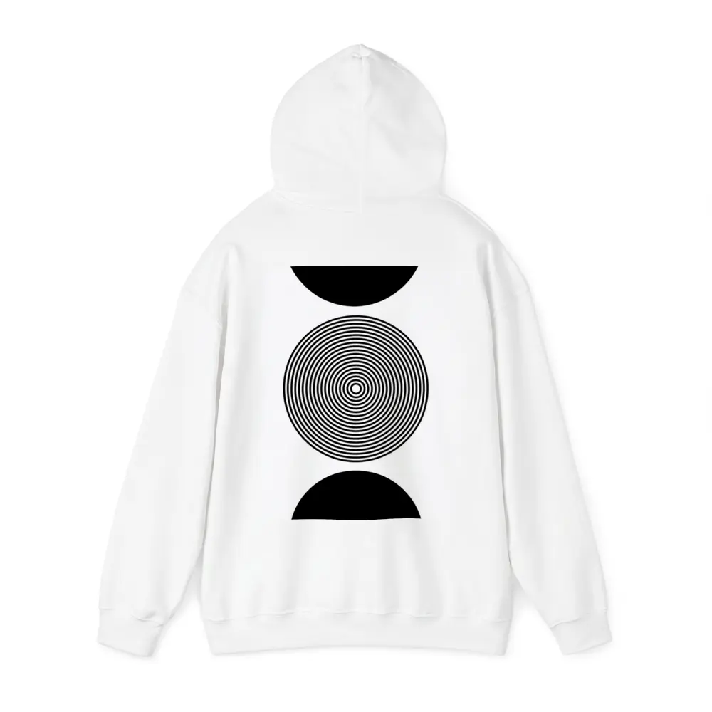 Black White Concentric Circles Minimalist Abstract Art – Hoodies