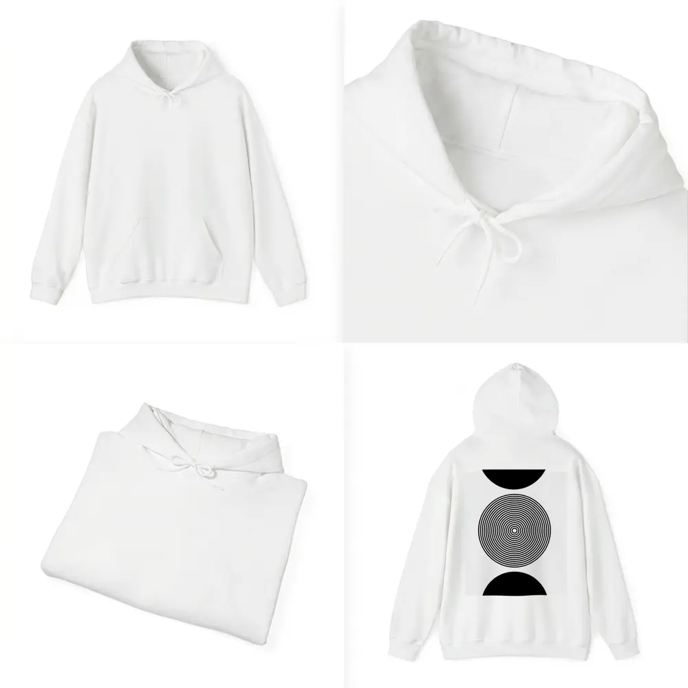 Black White Concentric Circles Minimalist Abstract Art – Hoodies