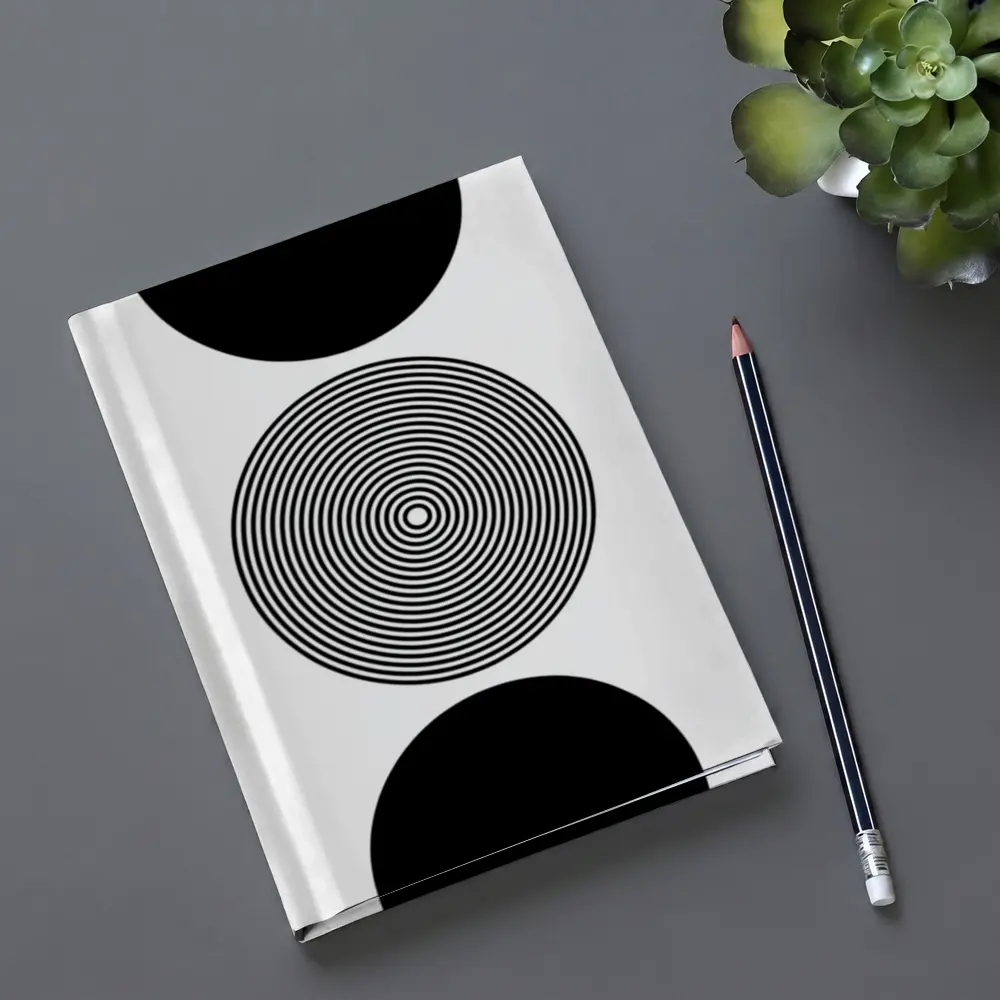 Black White Concentric Circles Minimalist Abstract Art – Notebooks