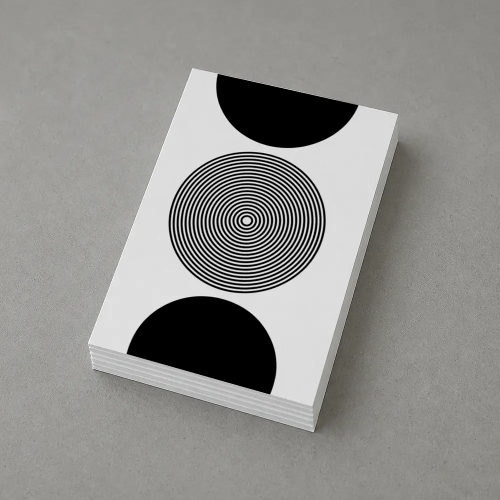 Black White Concentric Circles Minimalist Abstract Art – Postcards