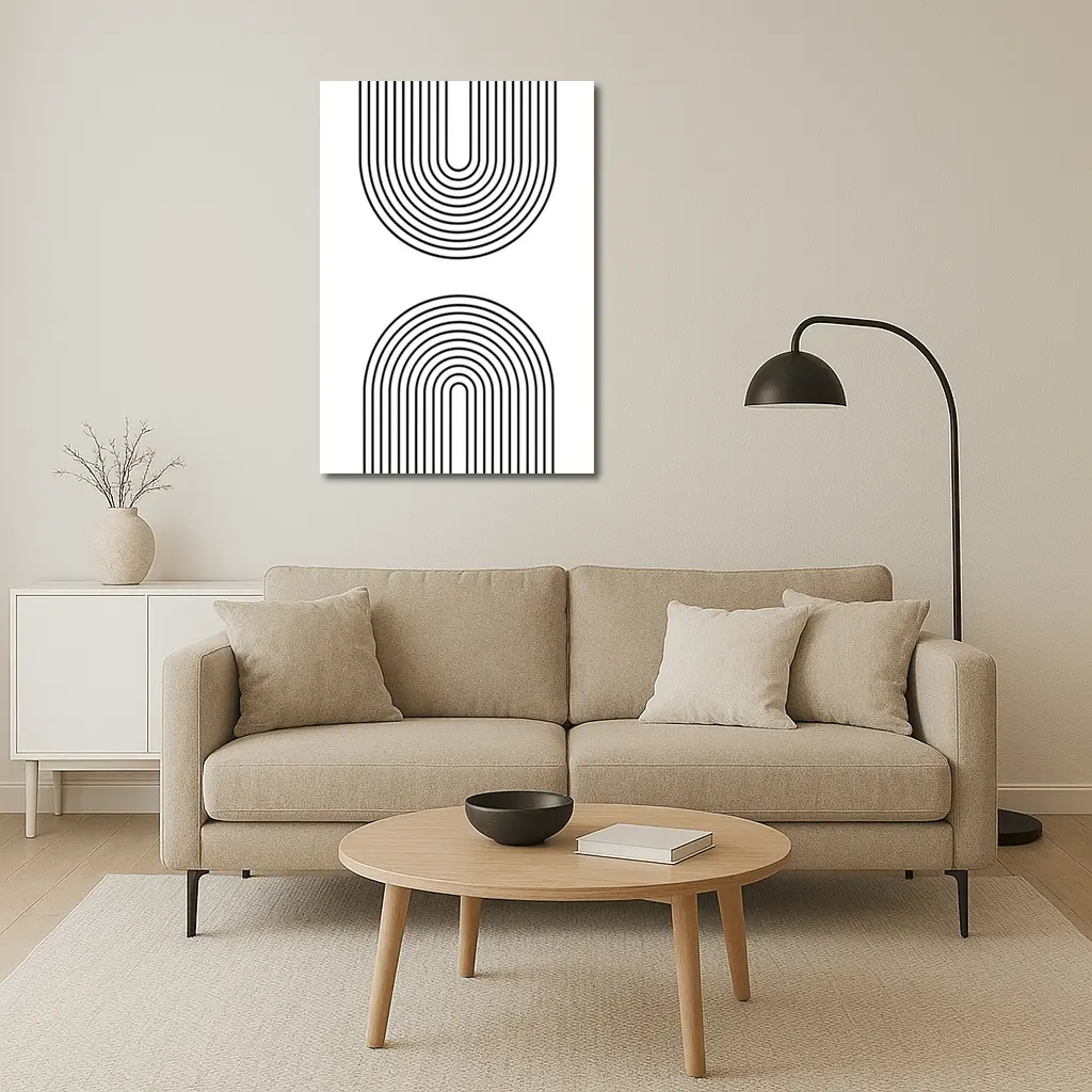 Black White Arch Lines Minimalist Geometric Art – Wall Art