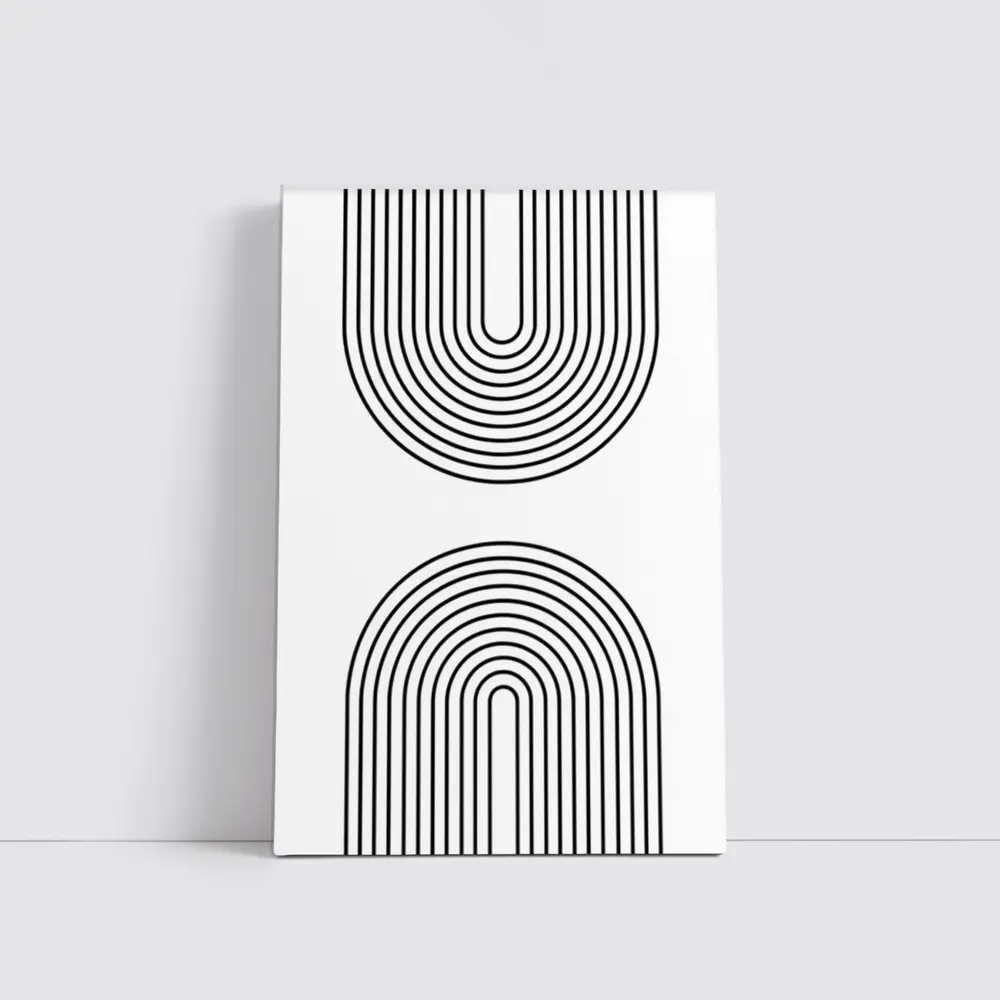 Black White Arch Lines Minimalist Geometric Art – Wall Art
