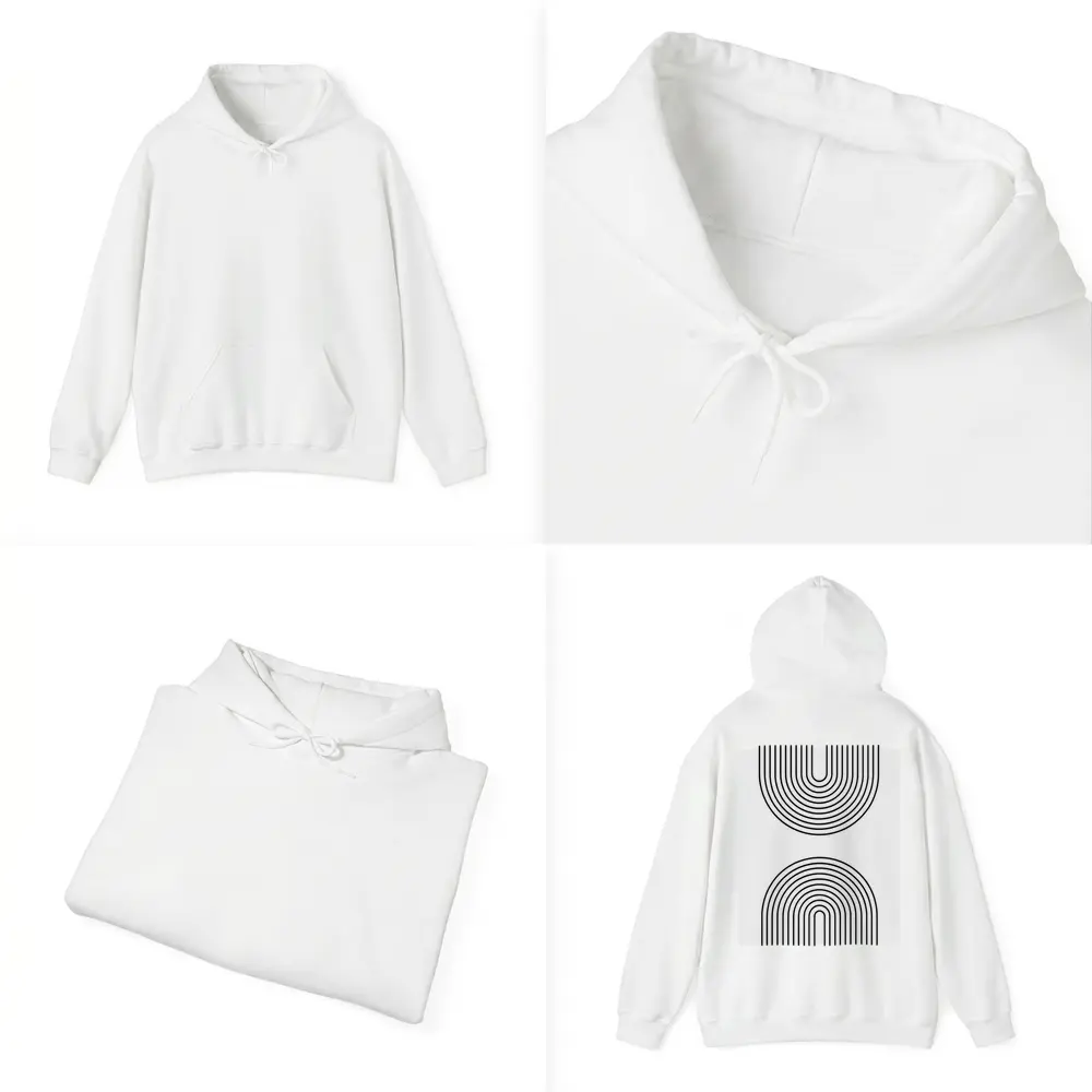 Black White Arch Lines Minimalist Geometric Art – Hoodies