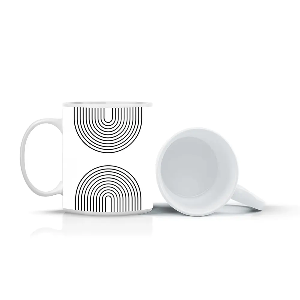 Black White Arch Lines Minimalist Geometric Art – Mugs