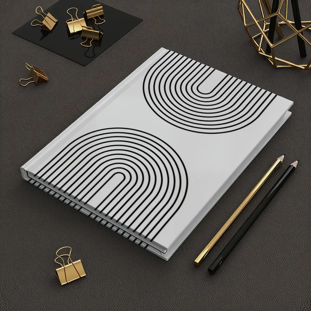 Black White Arch Lines Minimalist Geometric Art – Notebooks